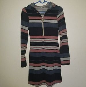 Striped dress with hood